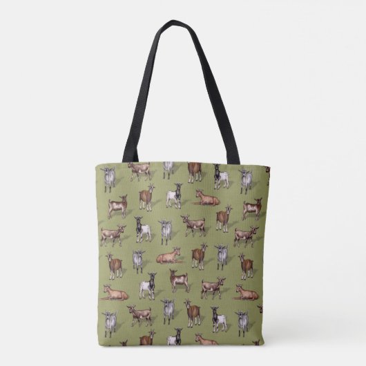 Kleine geit op groen - Geitenherd Pattern Tote Bag (Achterkant)