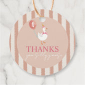 Kleine Gekke Gans Roze Ballon Meisje 1e Verjaardag Bedankjes Labels (Achterkant)