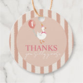 Kleine Gekke Gans Roze Ballon Meisje 1e Verjaardag Bedankjes Labels (Voorkant)