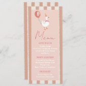 Kleine Gekke Gans Roze Ballon Meisje 1e Verjaardag Menu (Voorkant / Achterkant)