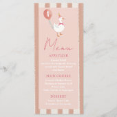 Kleine Gekke Gans Roze Ballon Meisje 1e Verjaardag Menu (Voorkant)