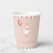 Kleine Gekke Gans Roze Ballon Meisje 1e Verjaardag Papieren Bekers (Achterkant)