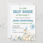 Kleine Gekke Goose Blue Balloon 2e verjaardag Kaart (Voorkant)