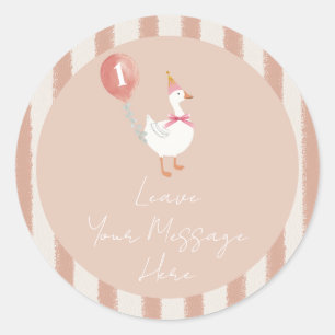 Kleine Gekke Goose Roze Ballon Hou van je boodscha Ronde Sticker