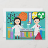 Kleine gekke wetenschappers verjaardag uitnodiging (Voorkant)