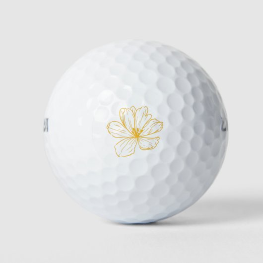 Kleine gele bloem - Kook Art Golfballen (Voorkant)