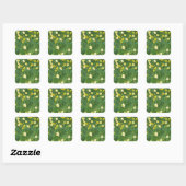 Kleine gele bloemen met groen vierkante sticker (Vel)