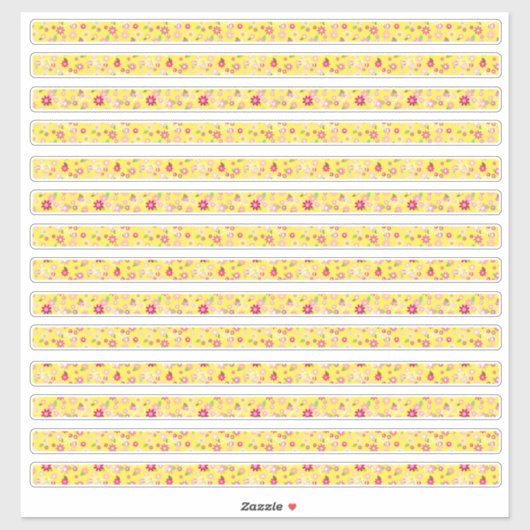 Kleine Gele Bloemen Randen  Sticker (Vel)