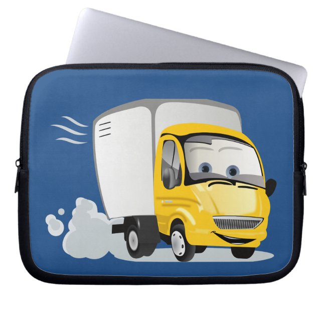 Kleine gele Cartoon Vrachtwagen voor kinderen! Laptop Sleeve (Voorkant)