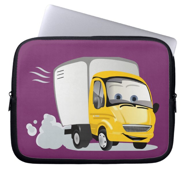 Kleine gele Cartoon Vrachtwagen voor kinderen! Laptop Sleeve (Voorkant)