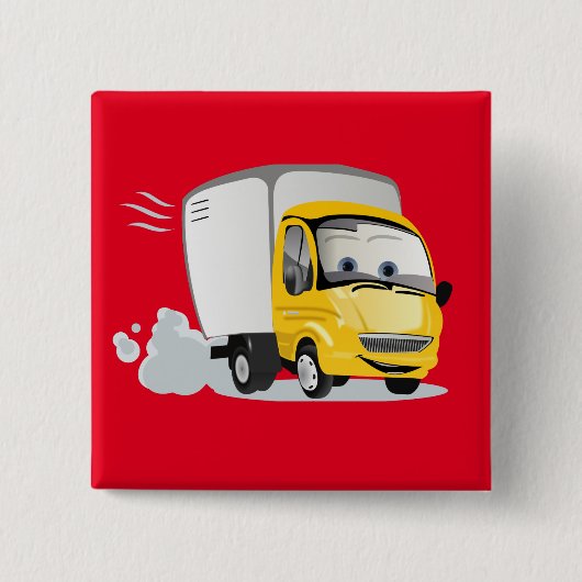 Kleine gele Cartoon Vrachtwagen voor kinderen! Vierkante Button 5,1 Cm (Voorkant)