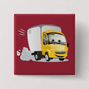 Kleine gele Cartoon Vrachtwagen voor kinderen! Vierkante Button 5,1 Cm