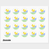 Kleine Gele Eend Bedankt Ronde Sticker (Vel)