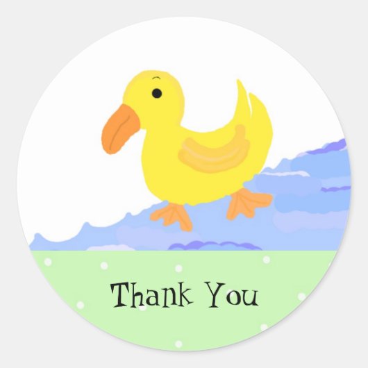 Kleine Gele Eend Bedankt Ronde Sticker (Voorkant)