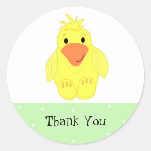 Kleine Gele Eend Bedankt Ronde Sticker (Voorkant)