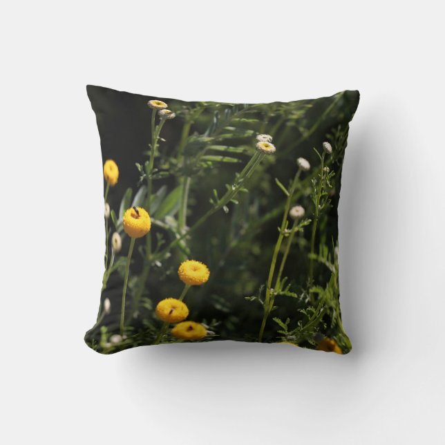 Kleine gele en witte bloemen Worp kussen (Voorkant)