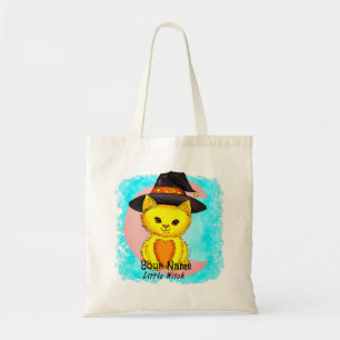 Kleine gele kat heks tote bag