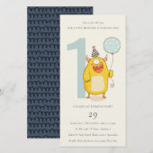 Kleine gele monster elke zondag uitnodigen bedankkaart (Voorkant / Achterkant)