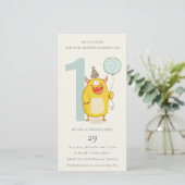 Kleine gele monster elke zondag uitnodigen bedankkaart (Staand voorkant)