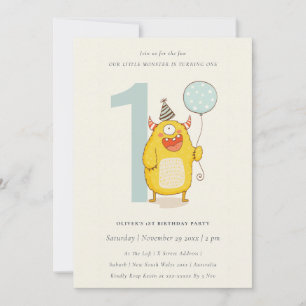 Kleine gele monster elke zondag uitnodigen bedankkaart