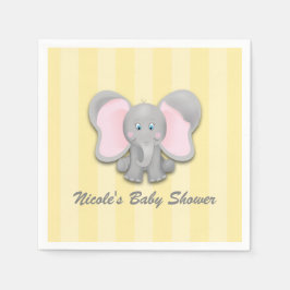 Kleine gele olifant baby shower feestje servet