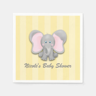 Kleine gele olifant baby shower feestje servet