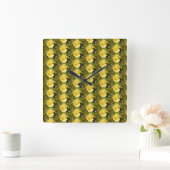 Kleine gele rosebuds Square Clock Vierkante Klok (Huis)