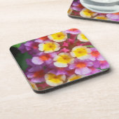 Kleine gele roze en Paarse tropische bloemen Bier Onderzetter (Linkerzijde)