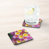 Kleine gele roze en Paarse tropische bloemen Bier Onderzetter (Rechterzijde)