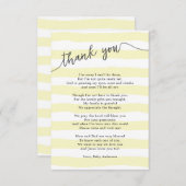 Kleine gele strepen neutraal baby bedankkaart (Voorkant / Achterkant)