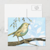 Kleine gele vogel die op een Tak wordt uitgevoerd Briefkaart (Voorkant / Achterkant)