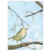 Kleine gele vogel die op een Tak wordt uitgevoerd Klembord (Achterkant)