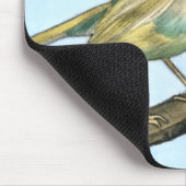 Kleine gele vogel die op een Tak wordt uitgevoerd  Muismat (Hoek)