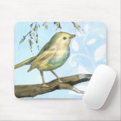 Kleine gele vogel die op een Tak wordt uitgevoerd  Muismat (Met muis)