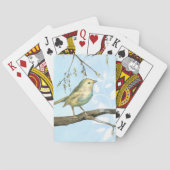 Kleine gele vogel die op een Tak wordt uitgevoerd  Pokerkaarten (Achterkant)