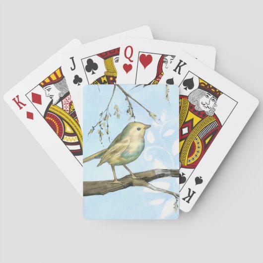 Kleine gele vogel die op een Tak wordt uitgevoerd  Pokerkaarten (Achterkant)