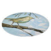 Kleine gele vogel die op een Tak wordt uitgevoerd  Snijplank (Hoek)