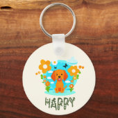 Kleine gelukkige hond sleutelhanger (Voorkant)