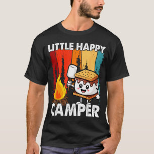 Kleine gelukkige kampeerder grappige jongen meisje t-shirt