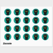 Kleine geluks zwarte kat ronde sticker (Vel)