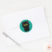 Kleine geluks zwarte kat ronde sticker (Envelop)