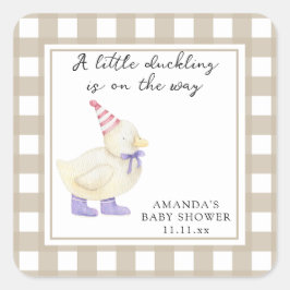 Kleine GeluksEend Babyborrel Vierkante Sticker