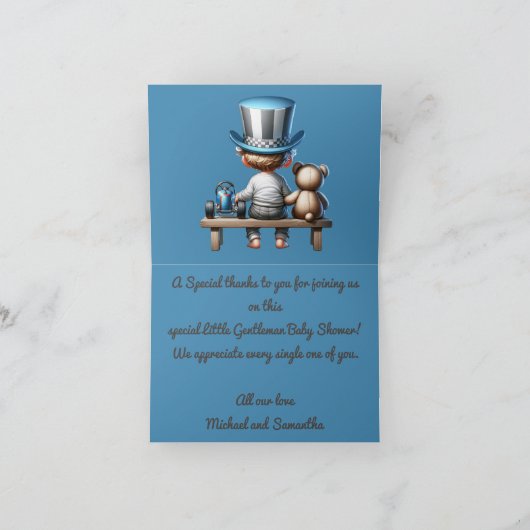 Kleine Gentleman Baby shower | Bedankkaart (Binnen)