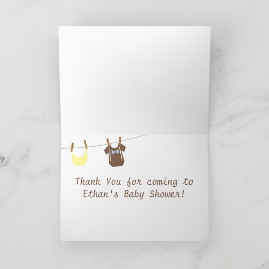 Kleine gentleman Baby Shower Dank u Bedankkaart (Binnen)