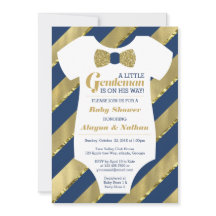 Kleine Gentleman Baby shower Invitation, Faux Gold