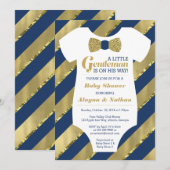Kleine Gentleman Baby shower Invitation, Faux Gold Kaart (Voorkant / Achterkant)