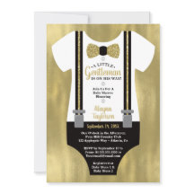 Kleine Gentleman Baby shower Invitation, Faux Gold