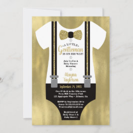 Kleine Gentleman Baby shower Invitation, Faux Gold Kaart