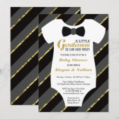 Kleine Gentleman Baby shower Invitation, Faux Gold Kaart (Voorkant / Achterkant)