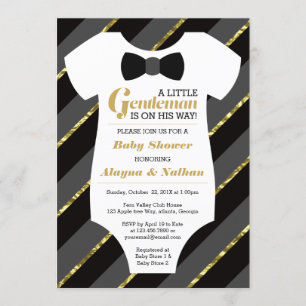 Kleine Gentleman Baby shower Invitation, Faux Gold Kaart